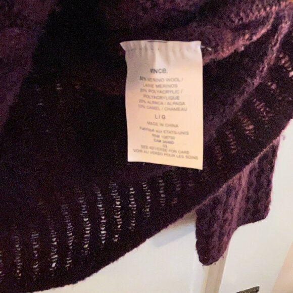 Vince bateau neck purple mini cableknit sweater large - Picture 6 of 8